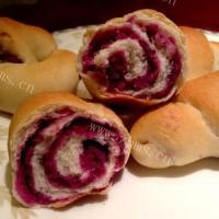 自制紫薯豆沙面包