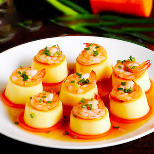 美味玉子豆腐蒸虾仁