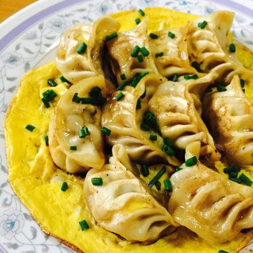 好吃的韭菜虾皮鸡蛋煎饺