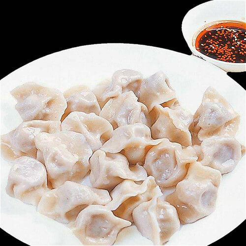 美味的茄子韭菜虾皮饺