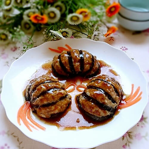 自制灯笼茄子酿肉