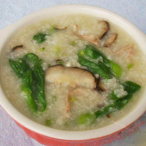 家常香菇青菜瘦肉粥