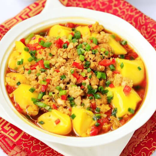 营养美味的鸡肉蒸日本豆腐