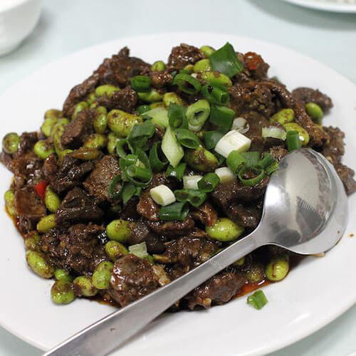 著名的毛豆炒血鸭
