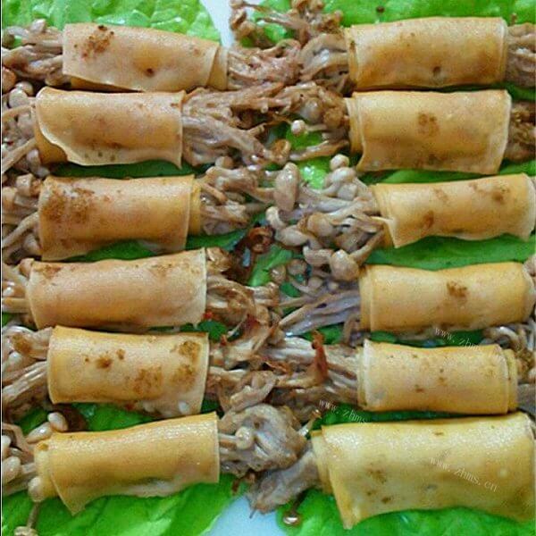 好味道杏鲍菇豆皮卷