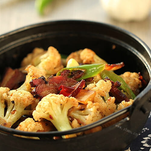 美味可口的豆豉腊肉煸花菜