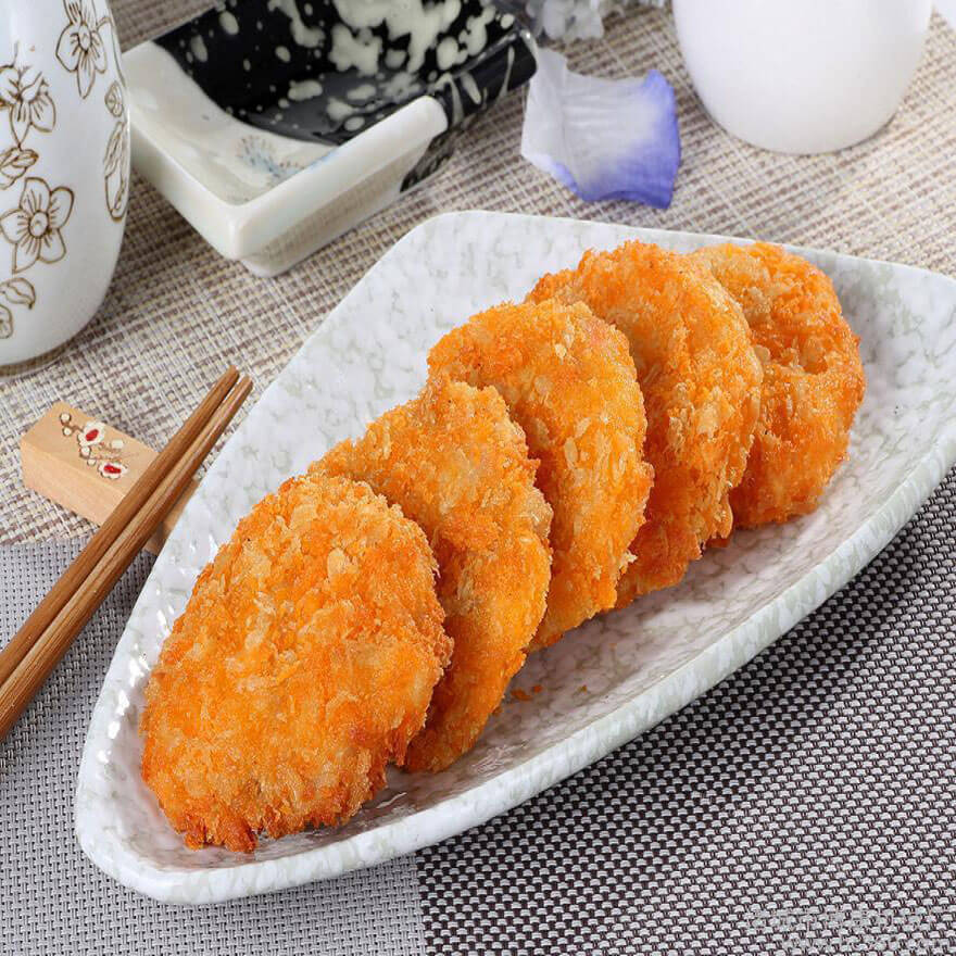 酥脆的红萝卜虾仁肉饼