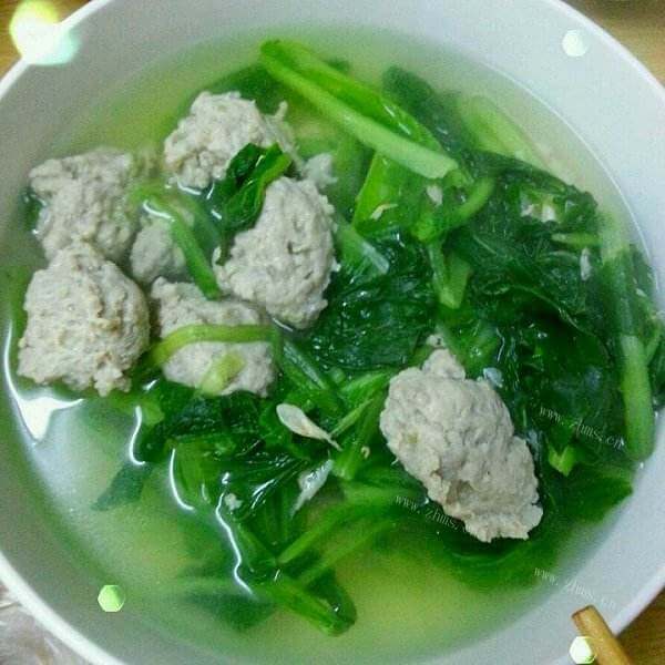 好吃的小白菜烧丸子