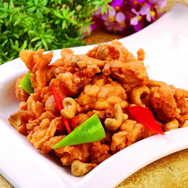 美味的鲜虾鸡米腰果