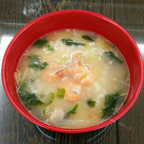 好吃的莜麦菜虾粥