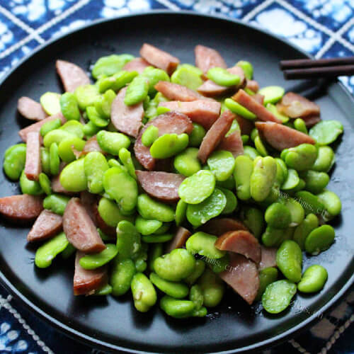 家常红肠炒蚕豆瓣