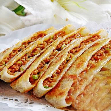 美味的青椒猪肉太阳饼