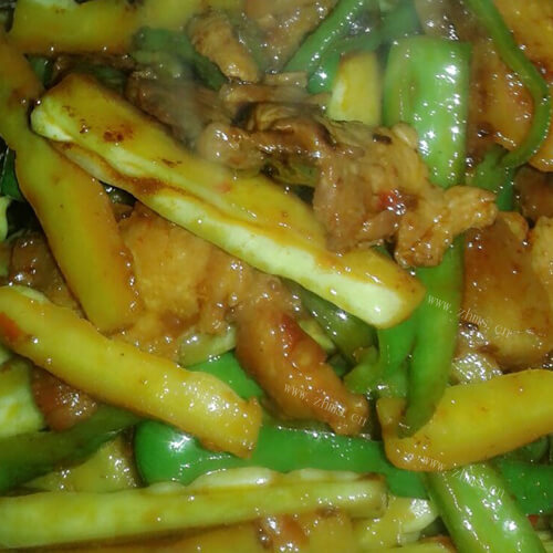 微辣的苦瓜青椒炒肉