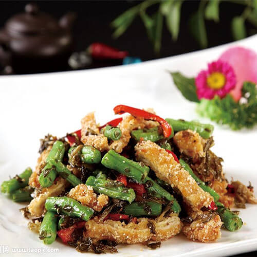 好吃的猪肉雪菜炖豆角