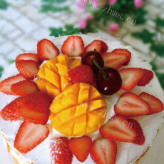 自制草莓花裸蛋糕