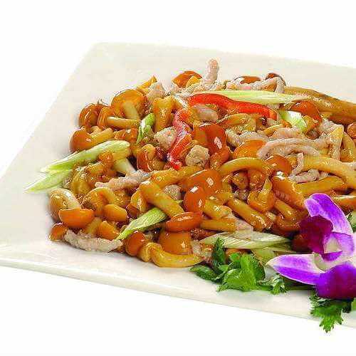 家常小菌菇炒肉丝