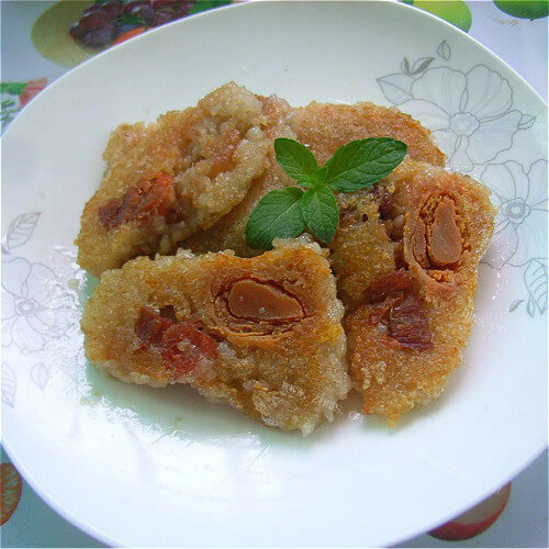 美味的香煎绿豆糯米粽