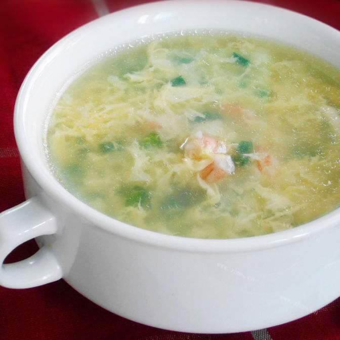 美味栀子花鸡肉丝蛋花汤