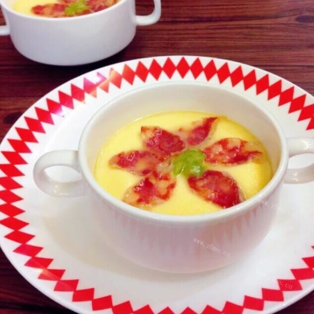 美味腊肠蒸水蛋