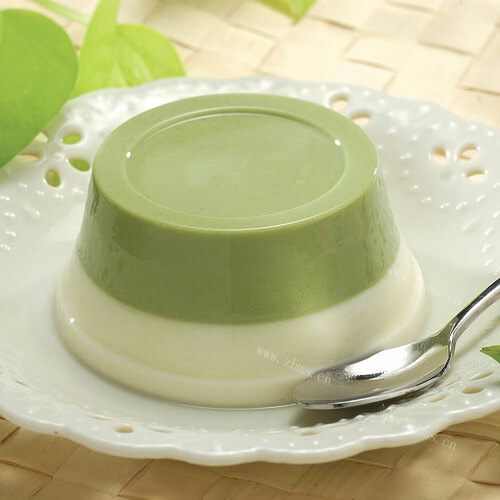 自制双色抹茶布丁