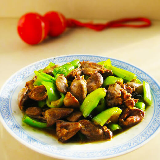 美味辣炒鸡心