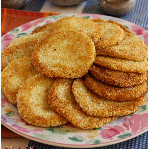 DIY奶香玉米面芝麻饼