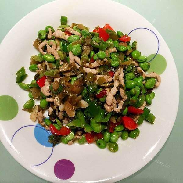 家常菜咸菜炒双豆