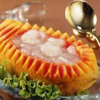 椰子汁木瓜炖雪蛤