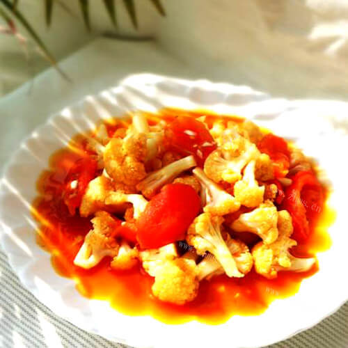 下饭西红柿烩花菜