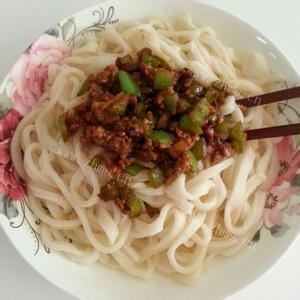 美味的尖椒肉打卤面