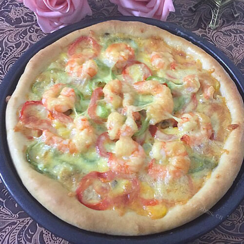 美味鲜虾香菇披萨