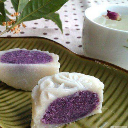 甜甜的紫薯花生糯米饼