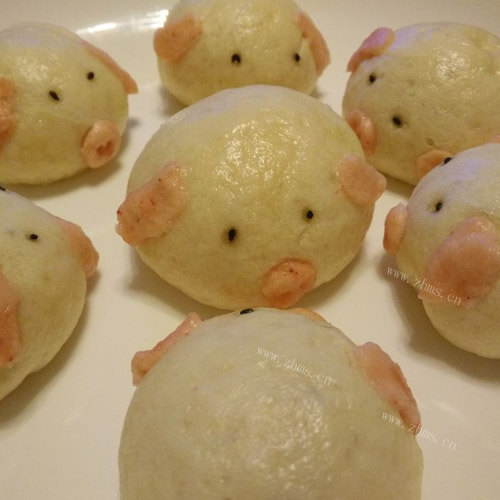 美味小猪猪绿豆沙包
