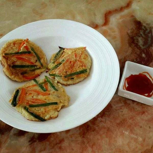 可口的蔬菜海鲜煎饼