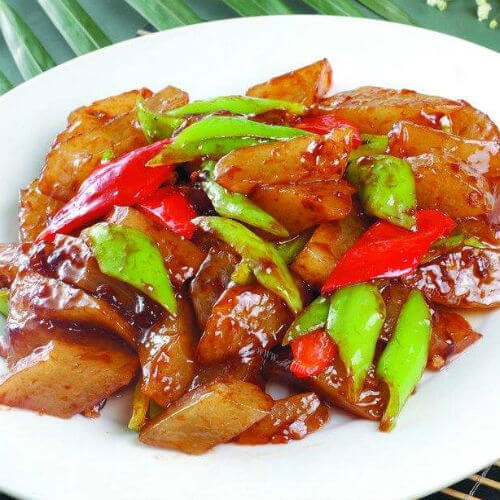 嚼劲的辣椒炒焖子