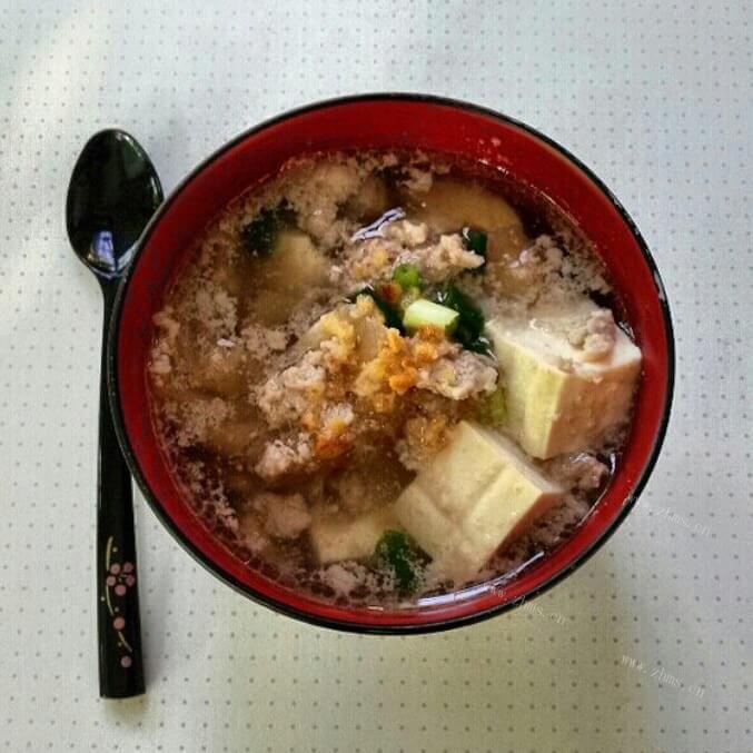 自制肉沫醋水豆腐汤 