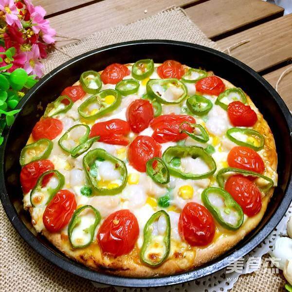 美味黑椒鸡腿蘑菇披萨