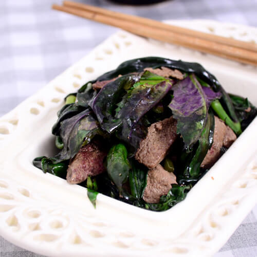 美味紫背菜炒猪肝