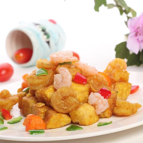 葱爆椒盐虾球