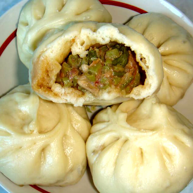 自制豇豆肉馅蒸包