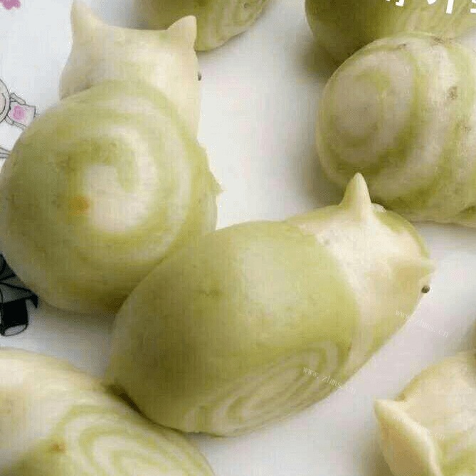 青汁蜗牛馒头的做法