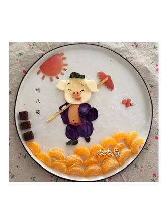 有趣的猪八戒水果拼盘做法图解3)
