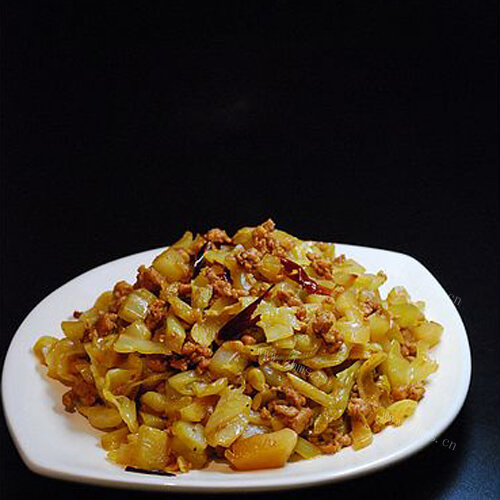 美味的咸菜炒肉