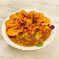美味的泰式咖喱虾