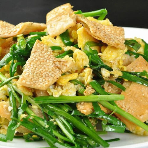 好吃的韭菜鸡蛋炒烧饼