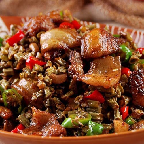 好吃的干豇豆焖肉