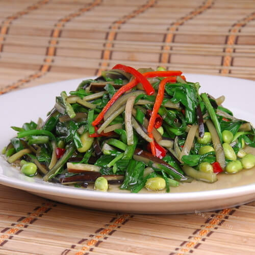 美味的茄子炒韭菜