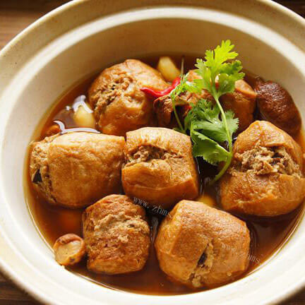 传统名菜油豆腐镶肉