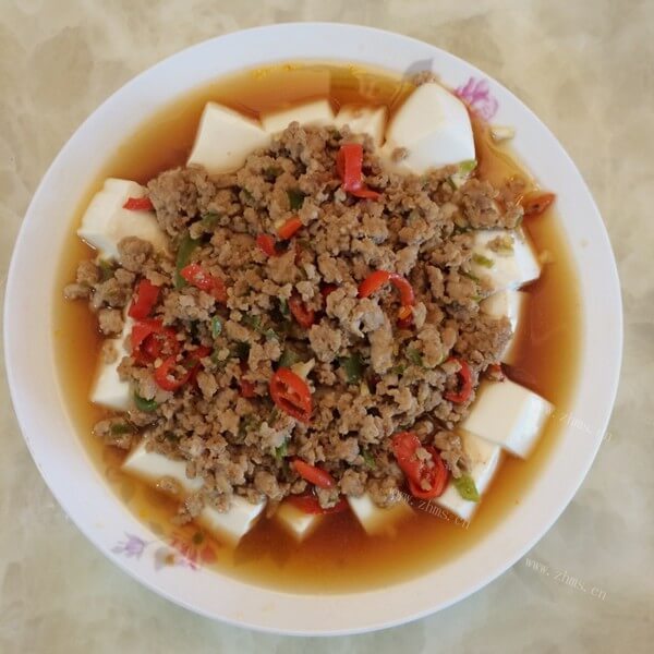 家常肉末蒸豆腐