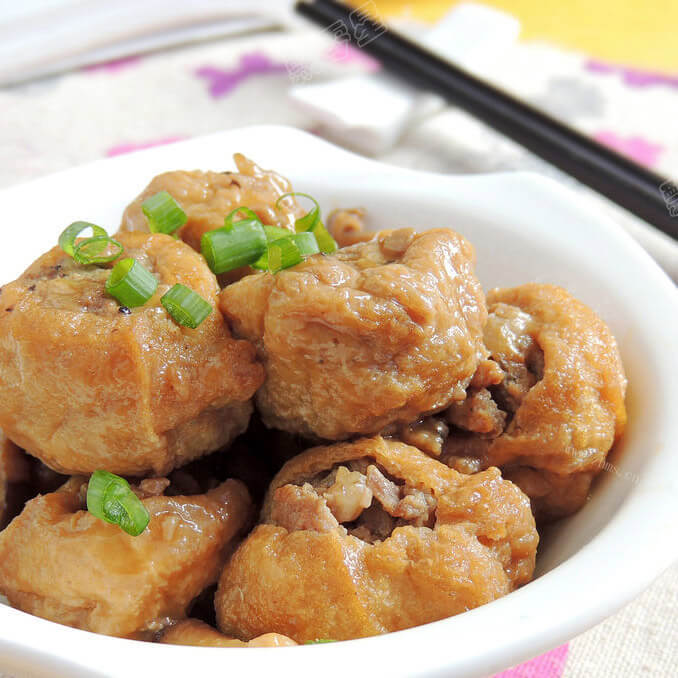味道不错的油豆腐镶肉